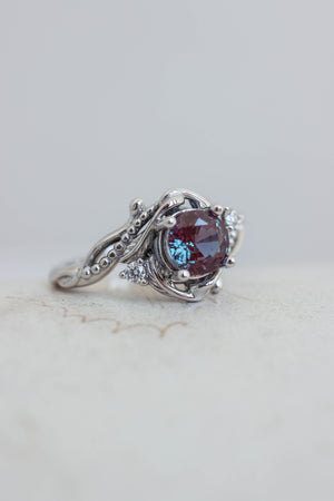 Alexandrite engagement ring with diamonds / Undina - Eden Garden Jewelry™