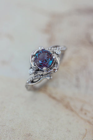 Alexandrite engagement ring with diamonds / Undina - Eden Garden Jewelry™