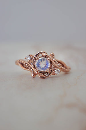 Rainbow moonstone engagement ring with diamonds / Undina - Eden Garden Jewelry™