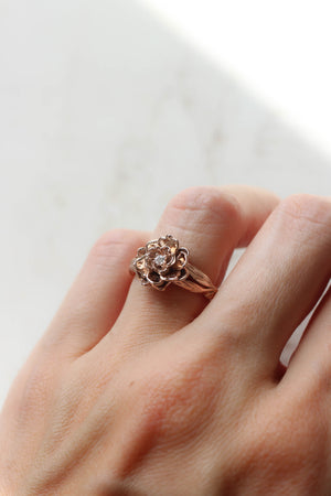 Peony flower engagement ring with diamond or moissanite - Eden Garden Jewelry™