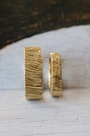 Wedding bands set for couple, saw wood rings - Eden Garden Jewelry™