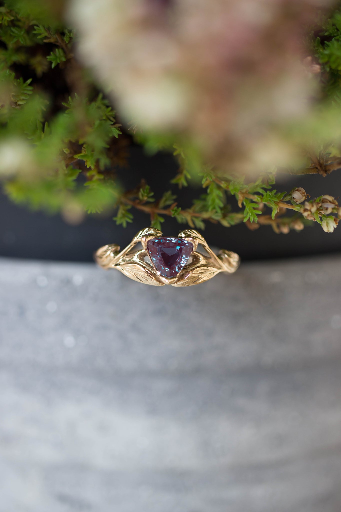 Trillion cut alexandrite ring / Clematis - Eden Garden Jewelry™