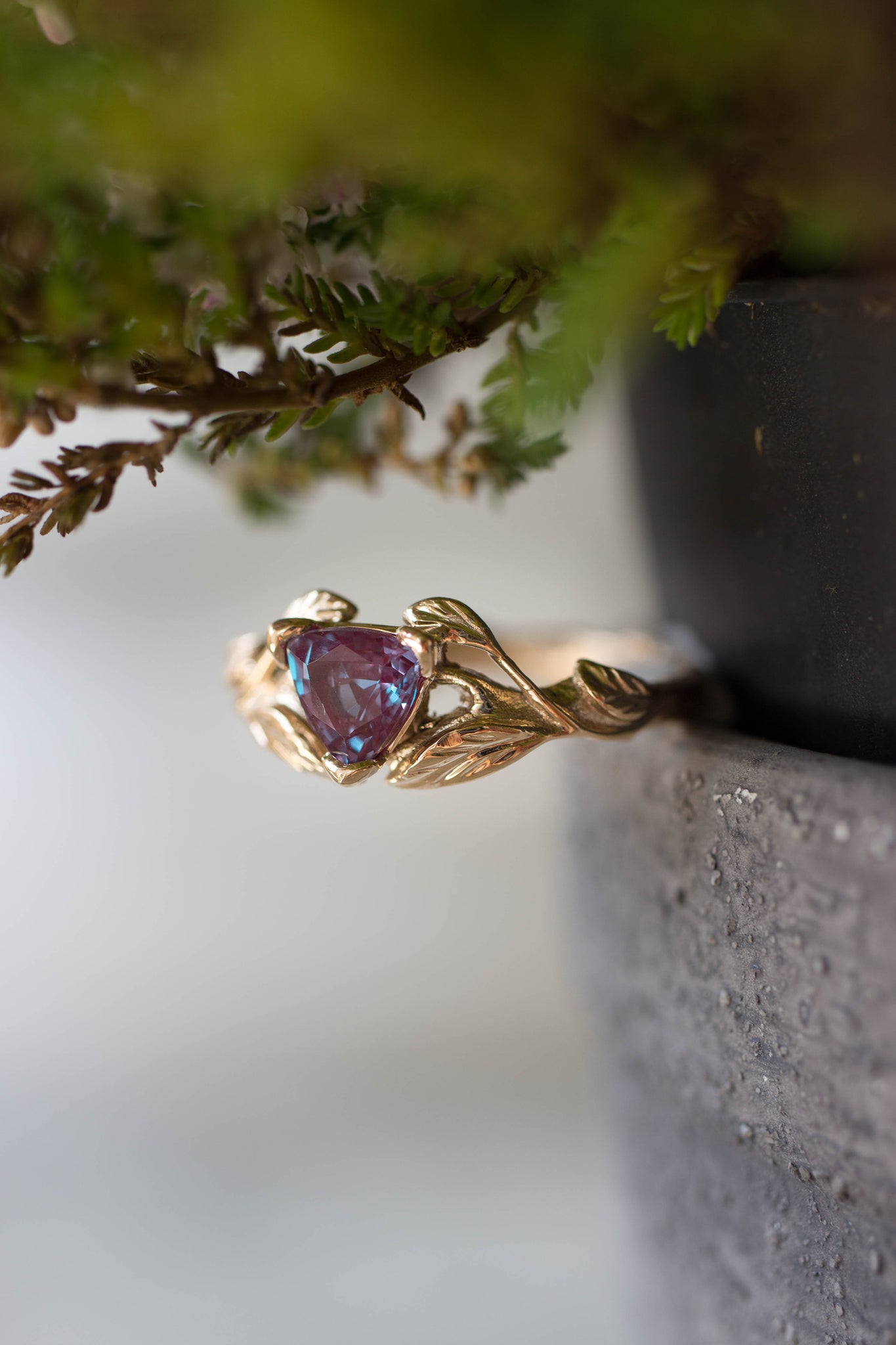 Clematis | branch engagement ring setting, trillion gemstone - Eden Garden Jewelry™