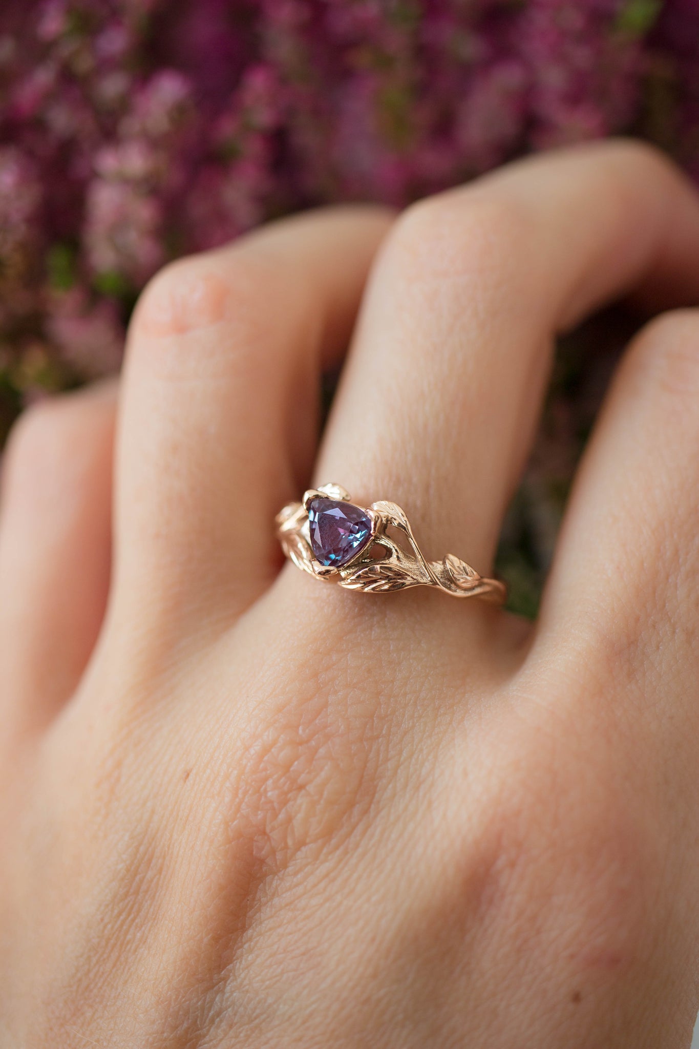 Trillion cut alexandrite ring / Clematis - Eden Garden Jewelry™