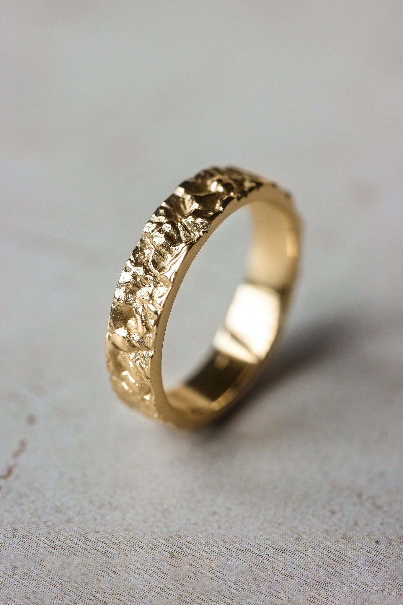 Wedding bands set for couple, rock textured rings - Eden Garden Jewelry™