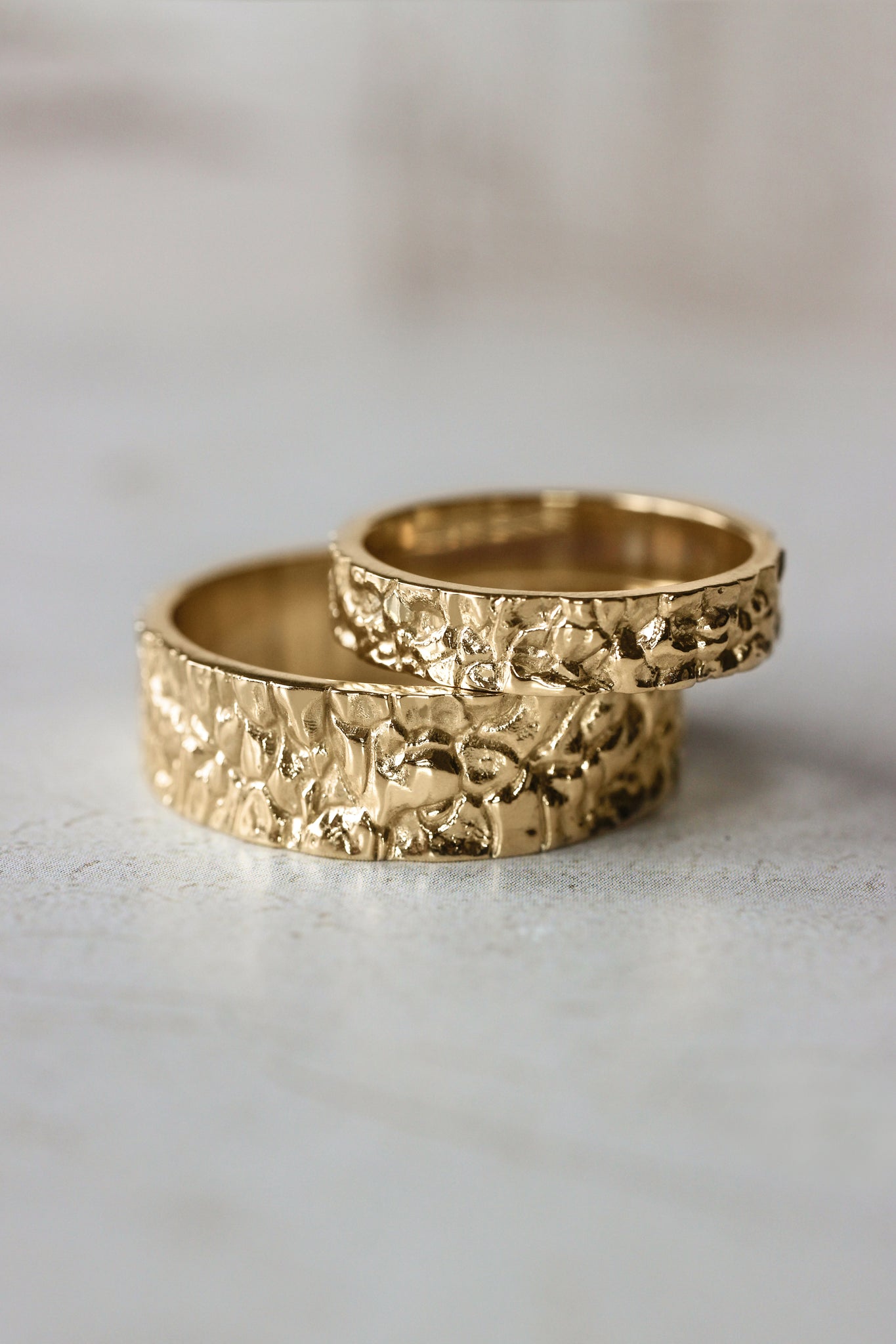 Wedding bands set for couple, rock textured rings - Eden Garden Jewelry™