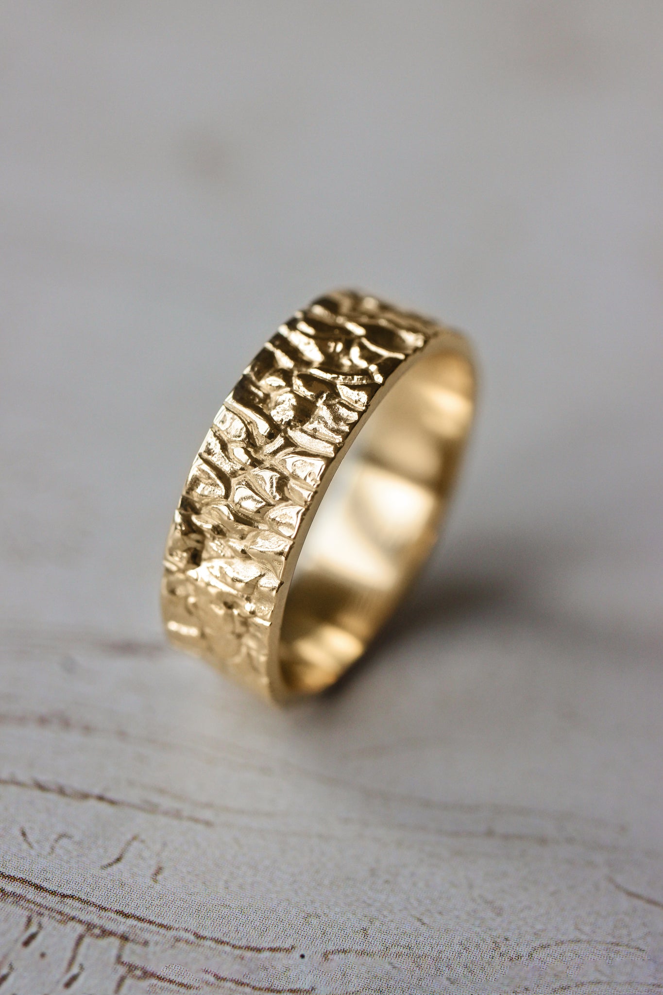 Wedding bands set for couple, rock textured rings - Eden Garden Jewelry™