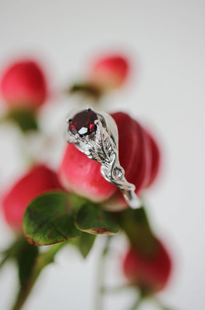 Garnet nature inspired engagement ring / Azalea - Eden Garden Jewelry™