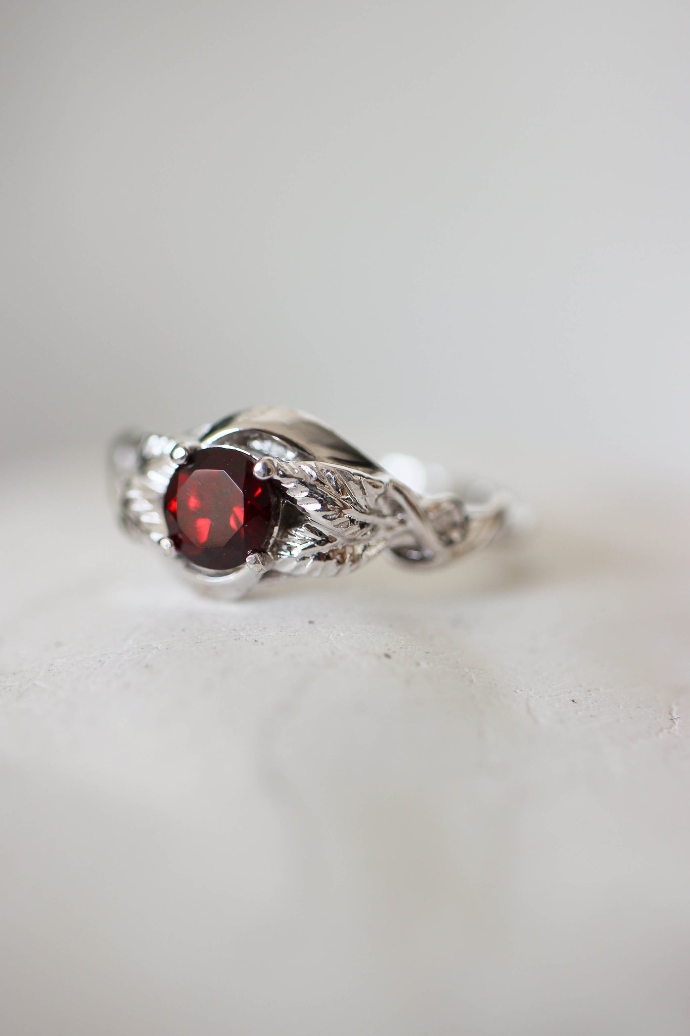 Garnet nature inspired engagement ring / Azalea - Eden Garden Jewelry™