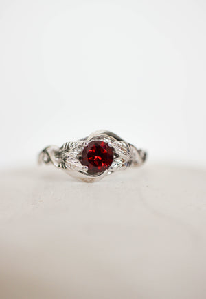 Garnet nature inspired engagement ring / Azalea - Eden Garden Jewelry™