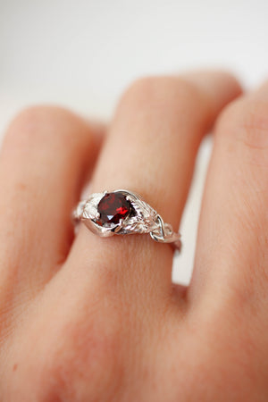 Garnet nature inspired engagement ring / Azalea - Eden Garden Jewelry™