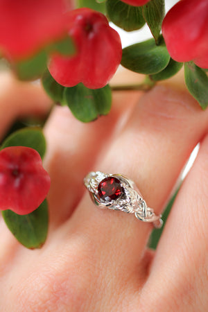 Garnet nature inspired engagement ring / Azalea - Eden Garden Jewelry™