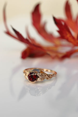 Red garnet engagement ring / Azalea - Eden Garden Jewelry™