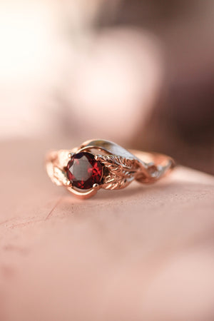 Garnet nature inspired engagement ring / Azalea - Eden Garden Jewelry™