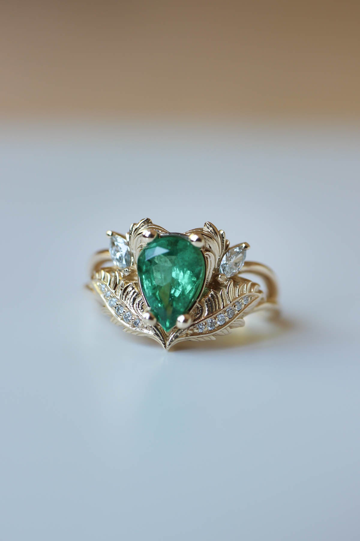 Natural emerald and diamonds ring  / Adonis - Eden Garden Jewelry™