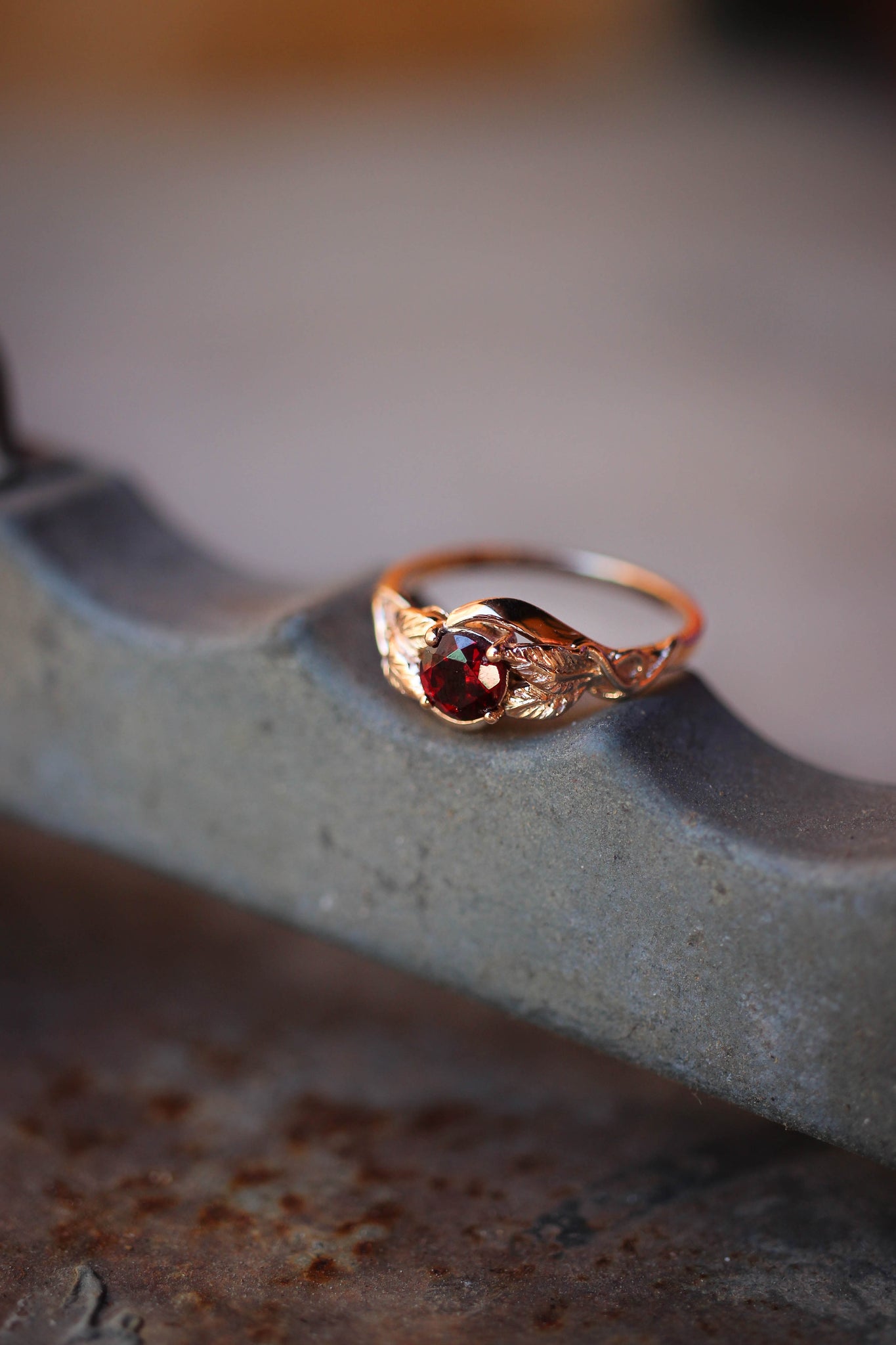 Red garnet engagement ring / Azalea - Eden Garden Jewelry™