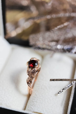 Garnet nature inspired engagement ring / Azalea - Eden Garden Jewelry™