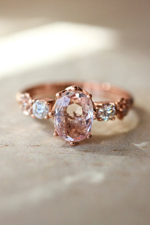 Bridal set with morganite and diamonds - Eden Garden Jewelry™