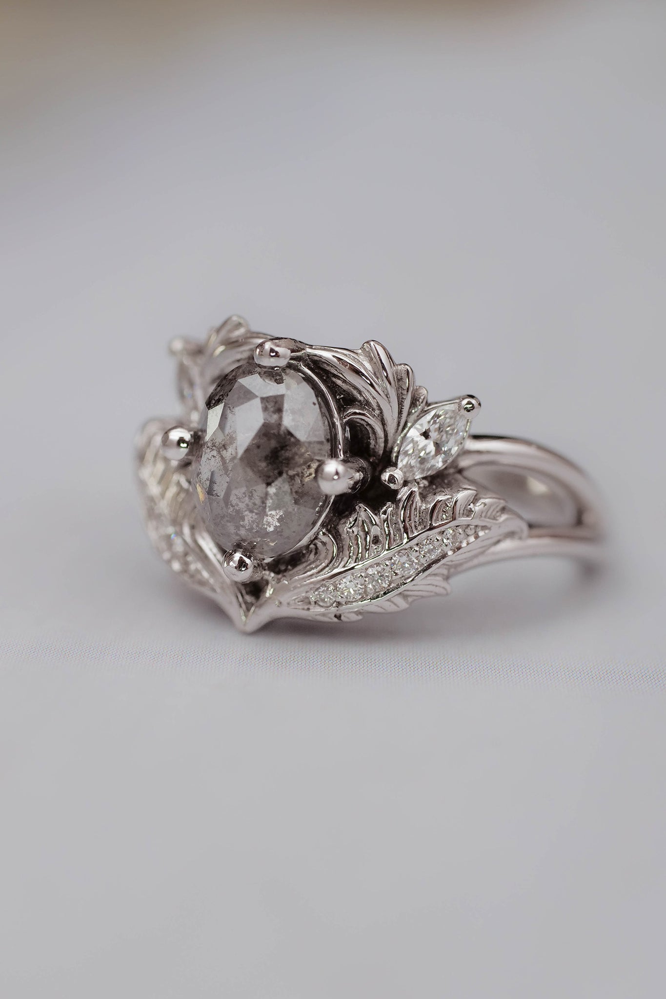 Salt & pepper diamond engagement ring / Adonis - Eden Garden Jewelry™