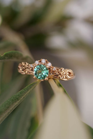 Mint green tourmaline engagement ring / Horta - Eden Garden Jewelry™