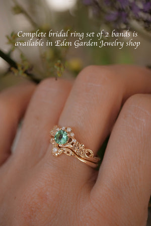 Mint green tourmaline engagement ring / Horta - Eden Garden Jewelry™