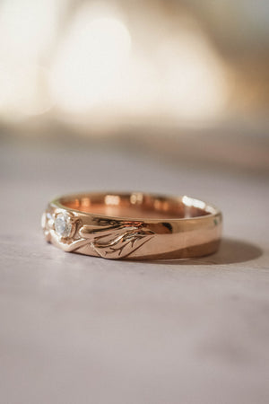 Nature wedding band set for couple / Wisteria - Eden Garden Jewelry™