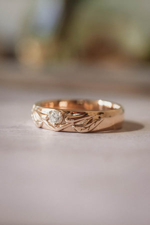 Nature wedding band set for couple / Wisteria - Eden Garden Jewelry™