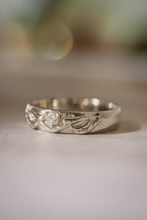 Nature wedding band set for couple / Wisteria - Eden Garden Jewelry™