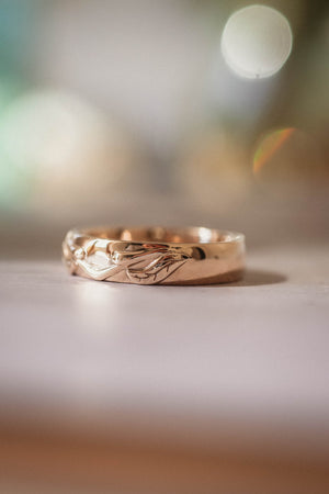 Nature wedding band set for couple / Wisteria - Eden Garden Jewelry™