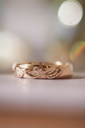 Nature themed wedding band for man / Wisteria - Eden Garden Jewelry™