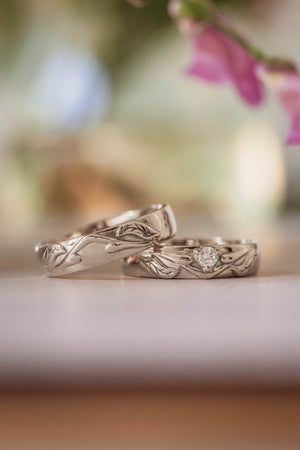 Nature themed wedding band for man / Wisteria - Eden Garden Jewelry™