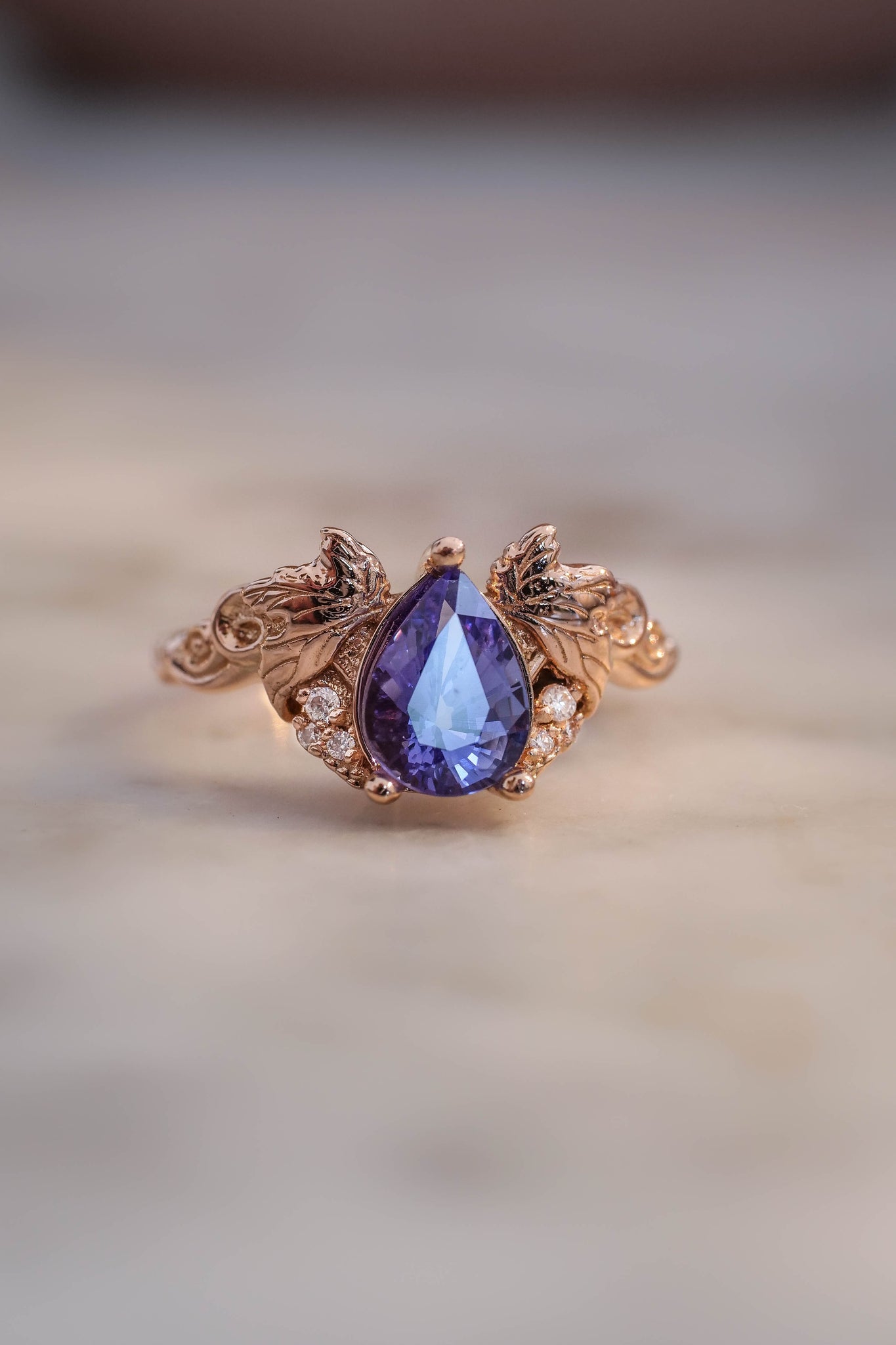 Tanzanite and diamonds engagement ring / Vineyard - Eden Garden Jewelry™