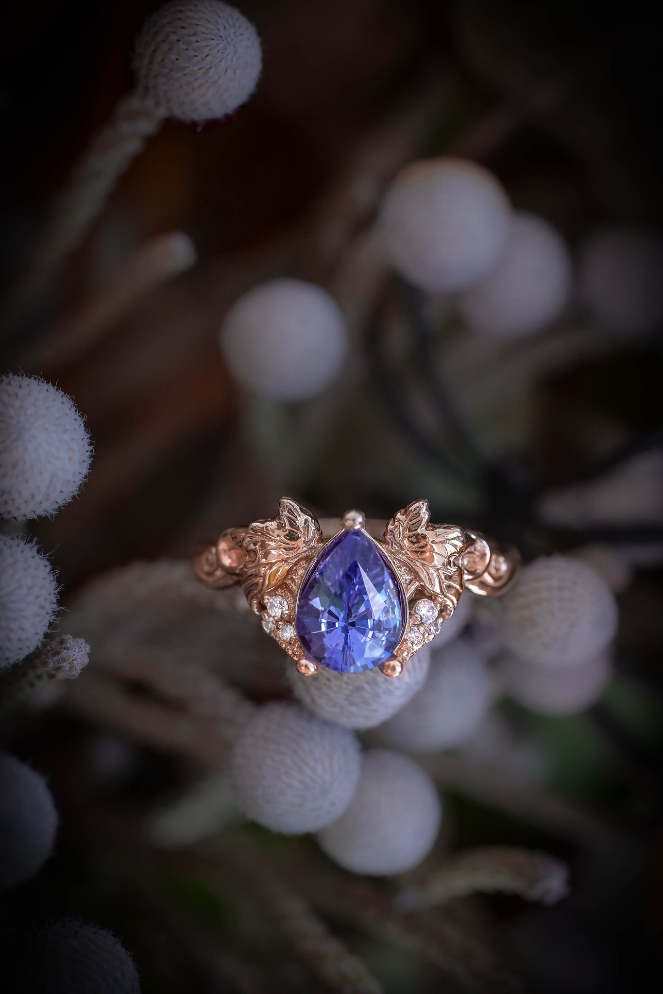 Tanzanite and diamonds engagement ring / Vineyard - Eden Garden Jewelry™