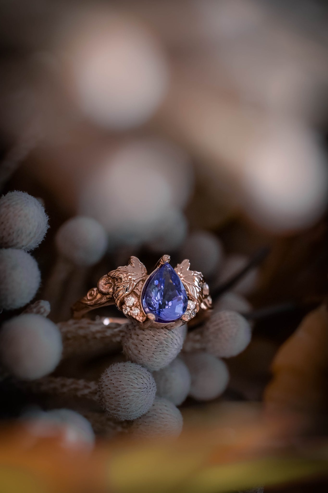 Tanzanite and diamonds engagement ring / Vineyard - Eden Garden Jewelry™