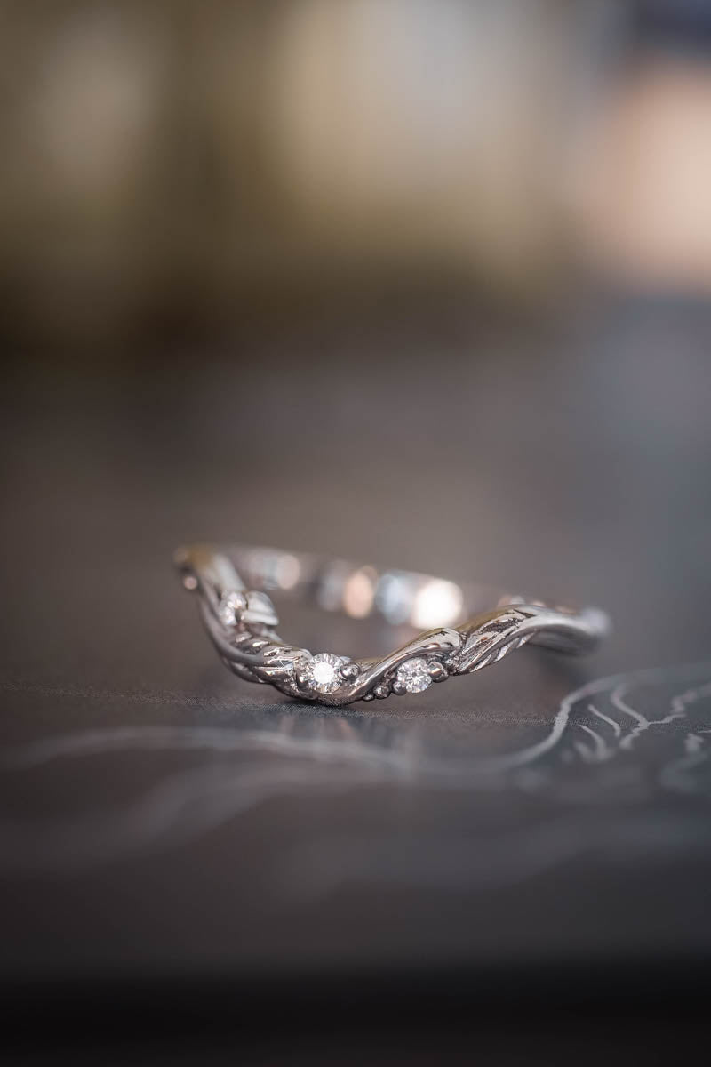 Curved leaf wedding band with diamonds | Matching ring for Undina - Eden Garden Jewelry™