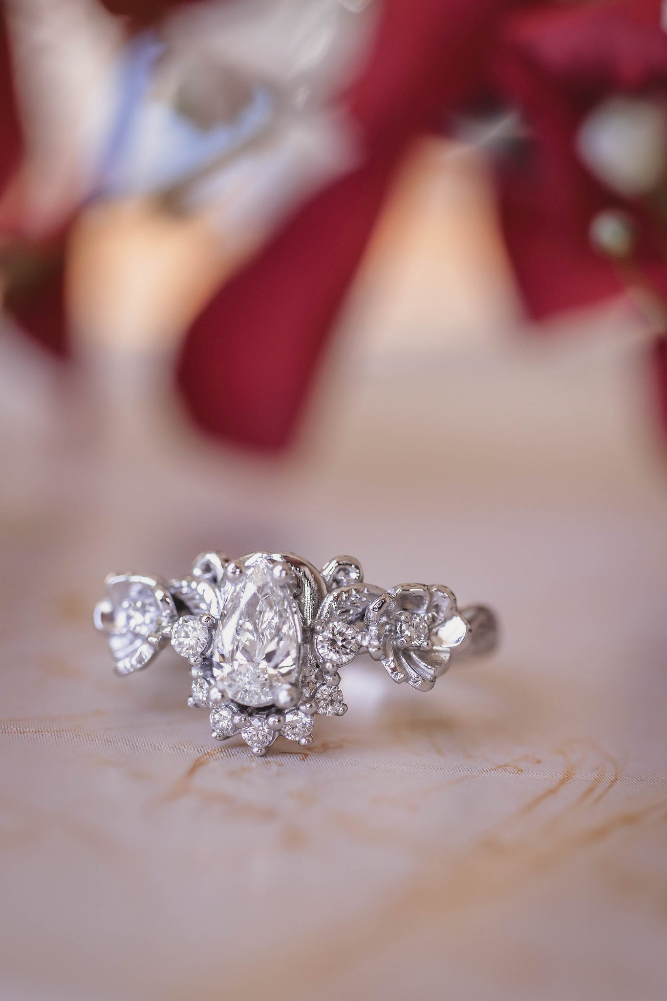 Floral engagement ring with natural diamonds / Adelina - Eden Garden Jewelry™