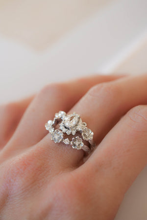 Floral engagement ring with natural diamonds / Adelina - Eden Garden Jewelry™