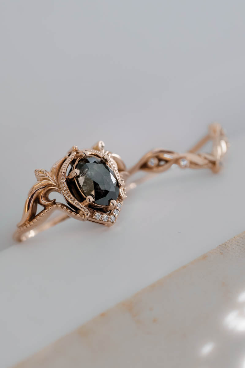 salt and pepper diamond ring rose gold