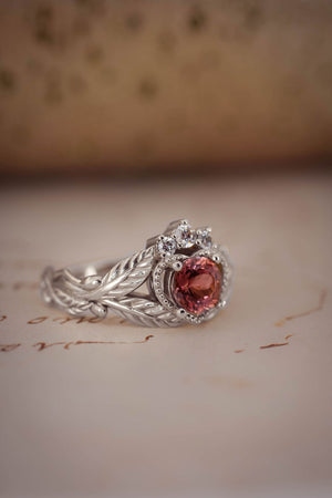 white gold tourmaline and diamnods engagement ring