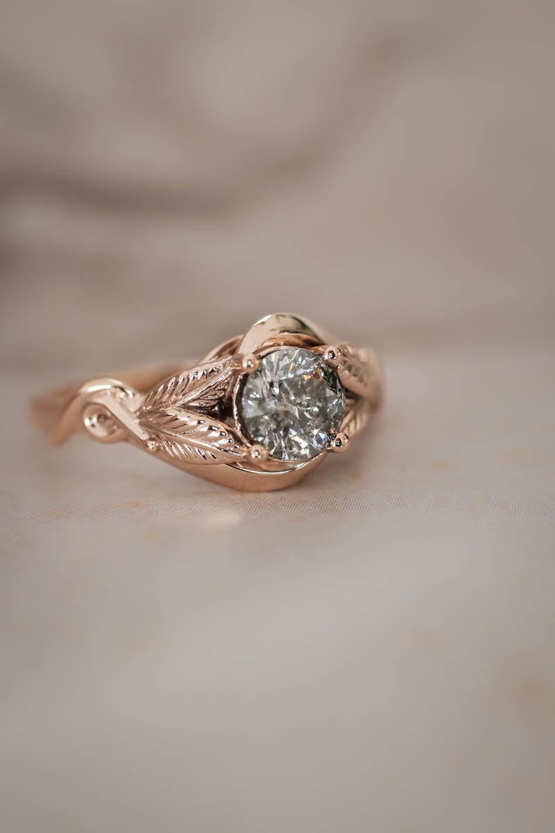 Salt & pepper diamond engagement ring / Azalea - Eden Garden Jewelry™