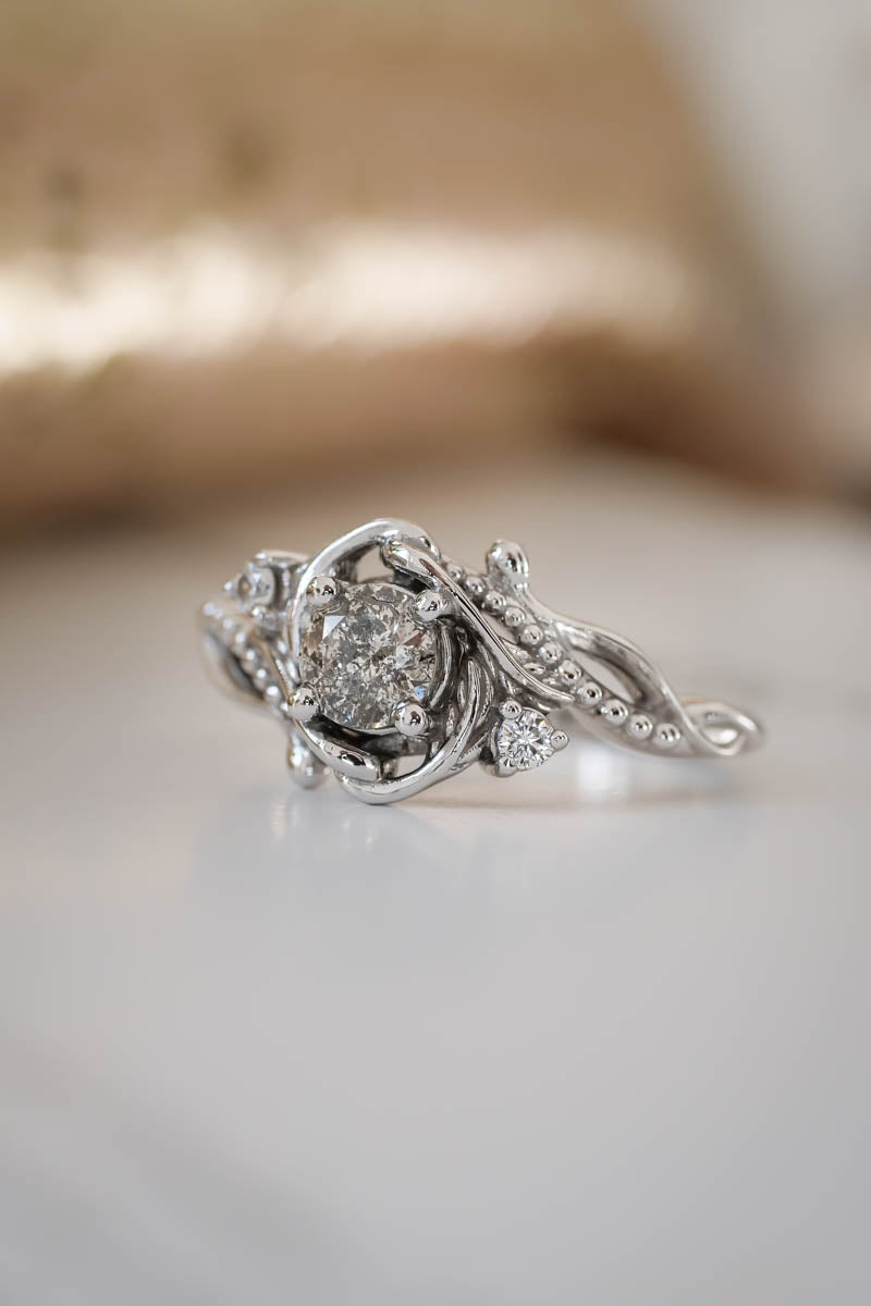 Salt & pepper diamond engagement ring  / Undina - Eden Garden Jewelry™