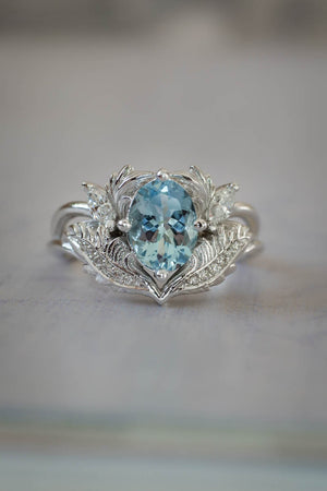 Aquamarine and diamonds engagement ring / Adonis - Eden Garden Jewelry™