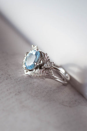 Aquamarine and diamonds engagement ring / Adonis - Eden Garden Jewelry™