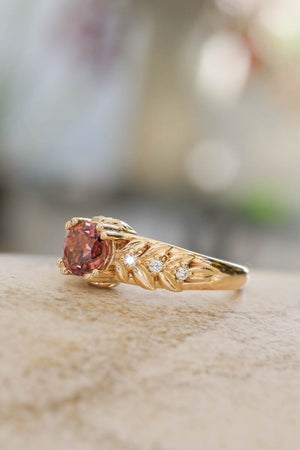 Pink tourmaline engagement ring with diamonds / Silvestra - Eden Garden Jewelry™