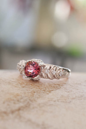 Pink tourmaline engagement ring with diamonds / Silvestra - Eden Garden Jewelry™