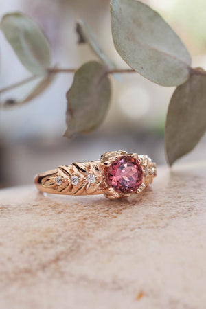 Pink tourmaline engagement ring with diamonds / Silvestra - Eden Garden Jewelry™