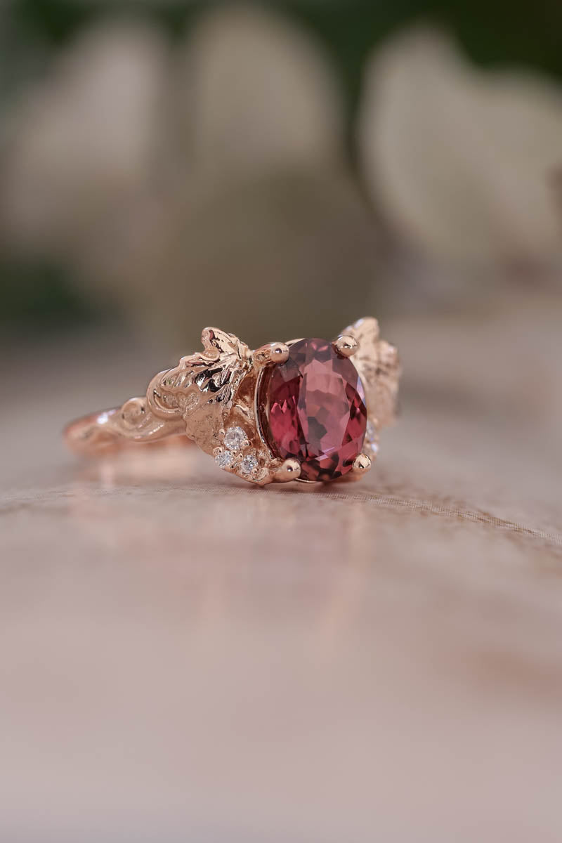 Pink tourmaline and diamonds engagement ring / Vineyard - Eden Garden Jewelry™