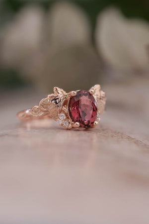 Pink tourmaline and diamonds engagement ring / Vineyard - Eden Garden Jewelry™