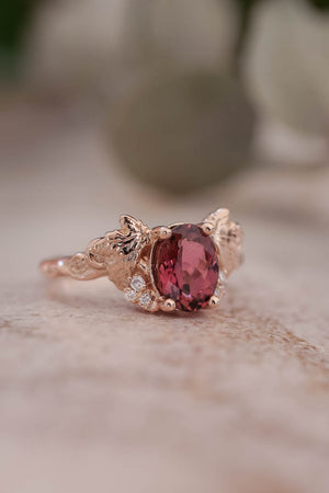 Pink tourmaline and diamonds engagement ring / Vineyard - Eden Garden Jewelry™