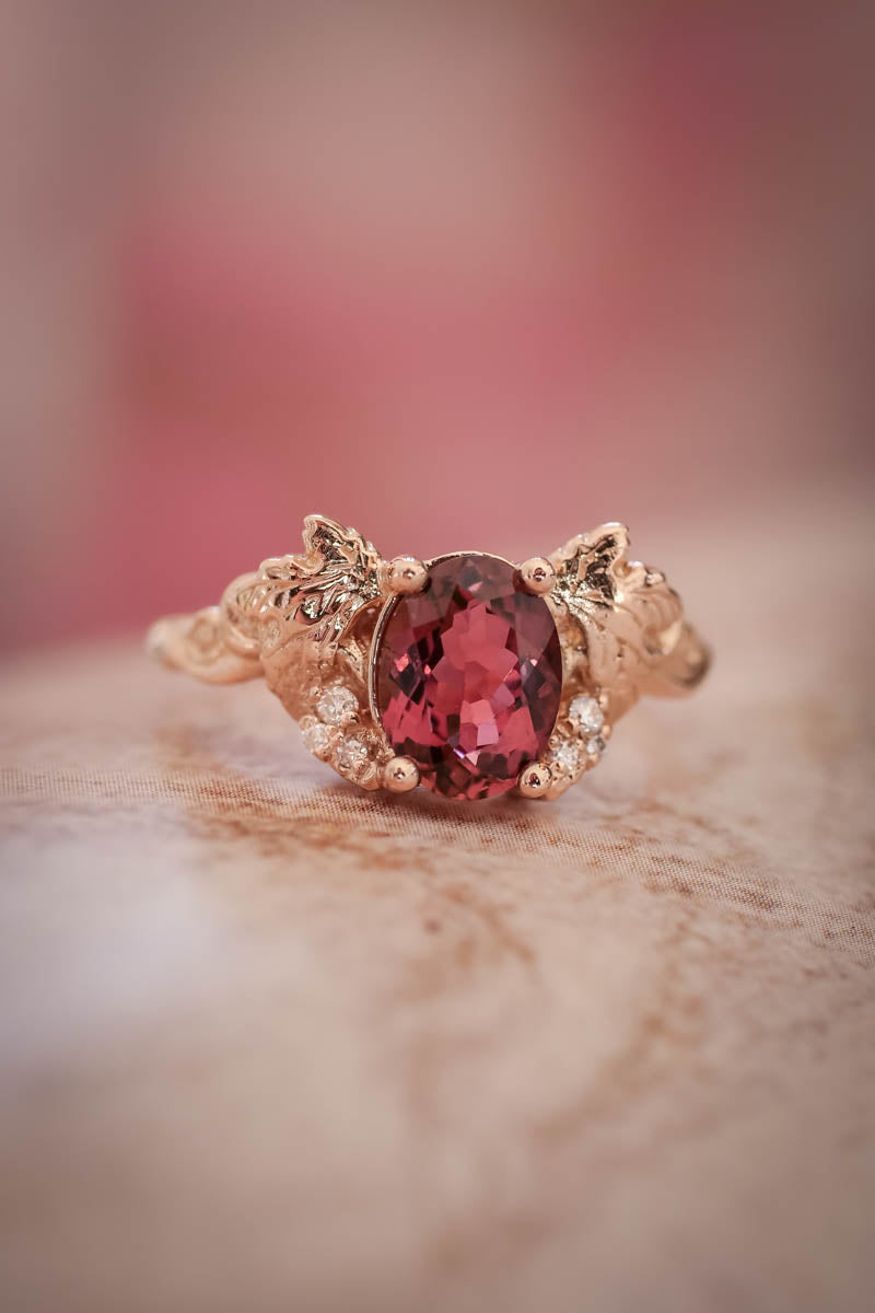 Pink tourmaline and diamonds engagement ring / Vineyard - Eden Garden Jewelry™